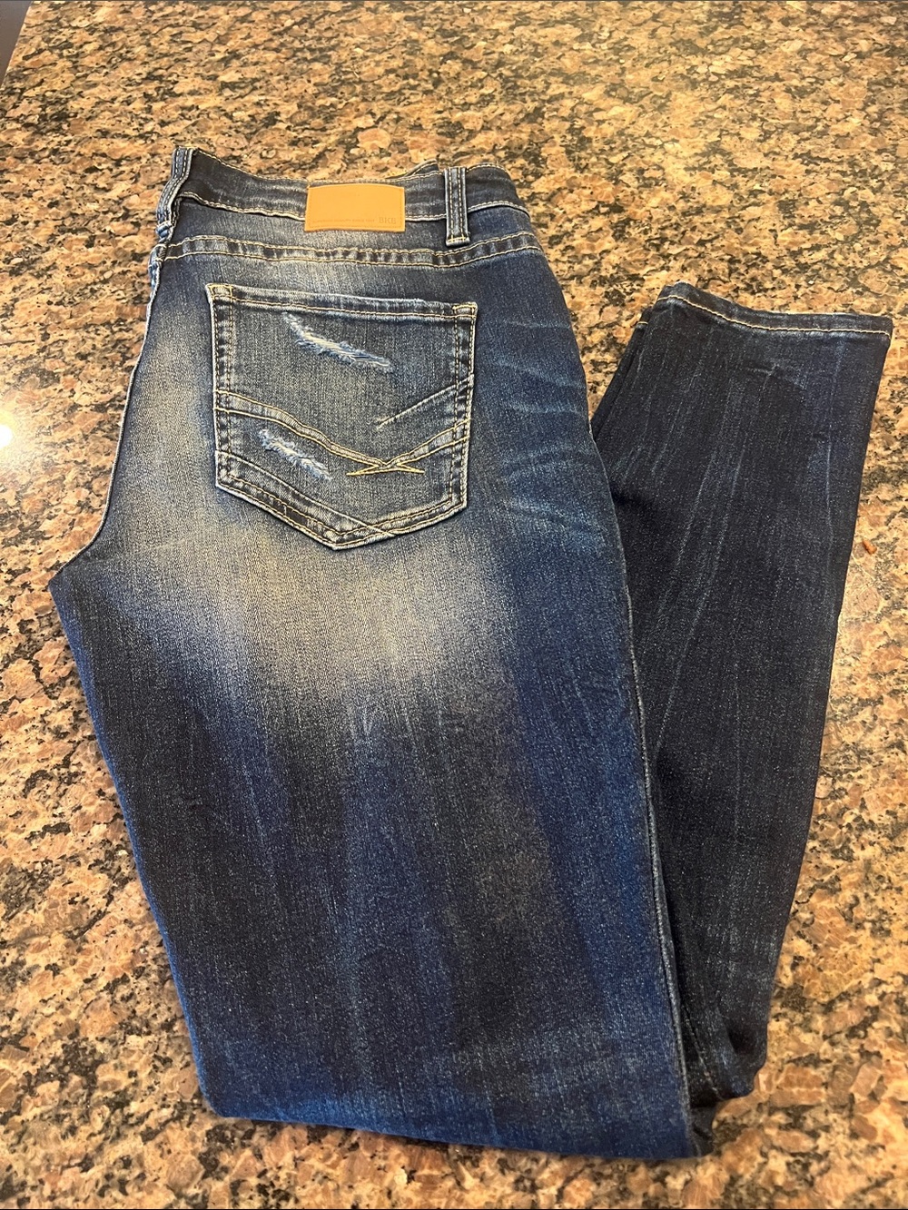BKE Women's Blue Faded Distressed Skinny Jeans